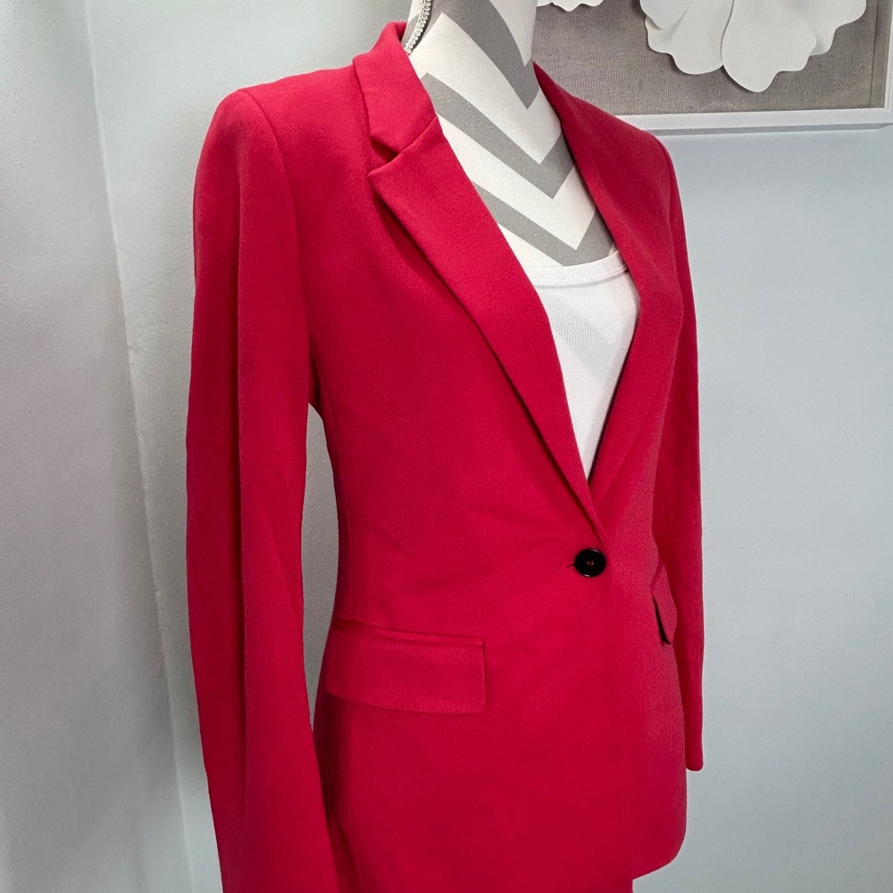 LYSSE Womens Ponte Blazer Jacket Hot Pink One Button Notch Lapel Size S - Picture 4 of 11